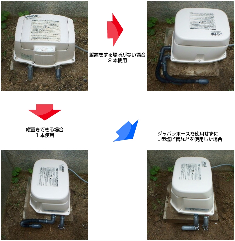 合併浄化槽ポンプ日東工器(クボタ)LAG-80E(右) エアーポンプ - 5