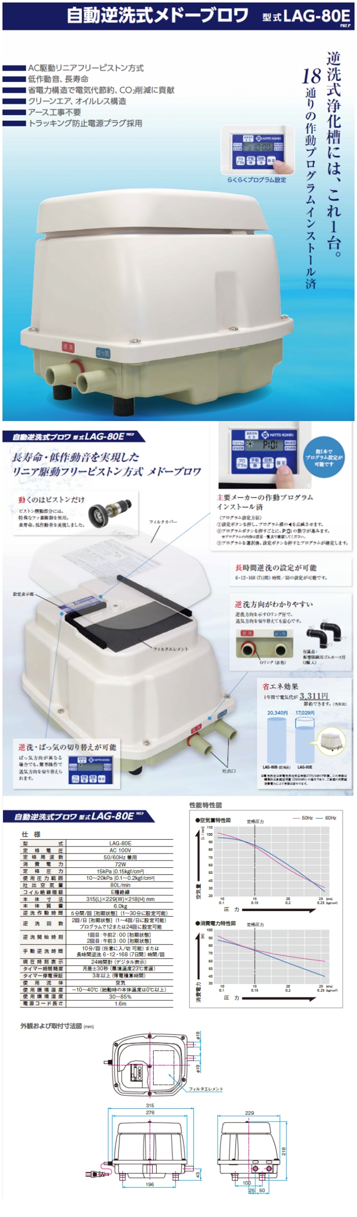 合併浄化槽ポンプ日東工器(クボタ)LAG-80E(右) エアーポンプ - 2